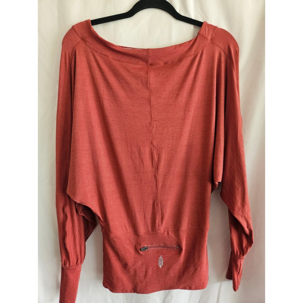 FP Movement Top Womens XS Rust Excellent Dolman Sleeve Activewear Zip Pocket - Picture 2 of 4